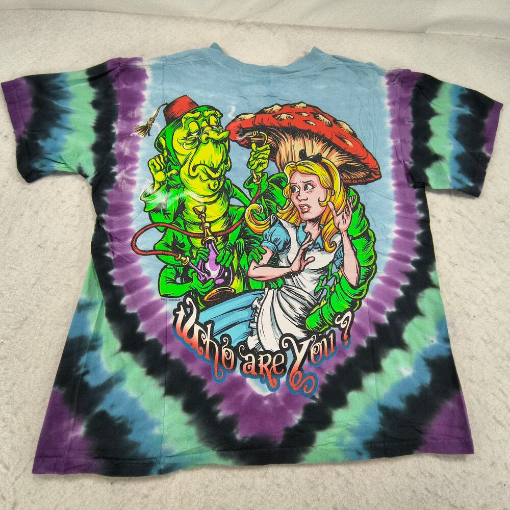 Liquid Blue Alice In Wonderland Crew Neck Graphic Shirt Womens Size S Tie Dye - Picture 9 of 9